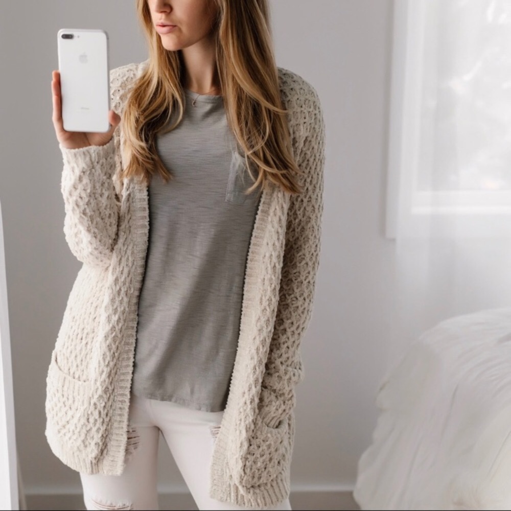 Soft, Comfy Cream Chenille cardigan